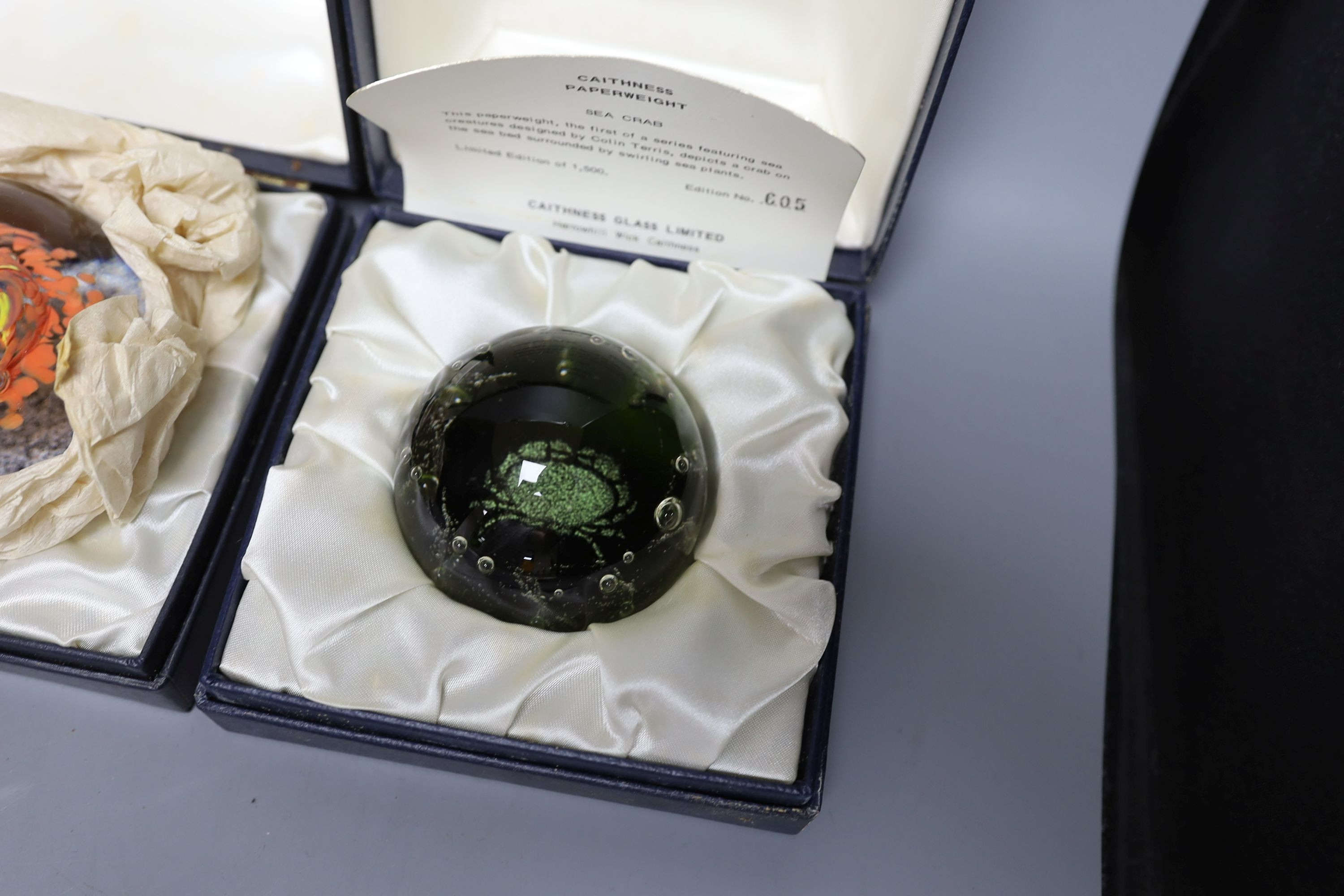 Four cased Caithness glass paperweights